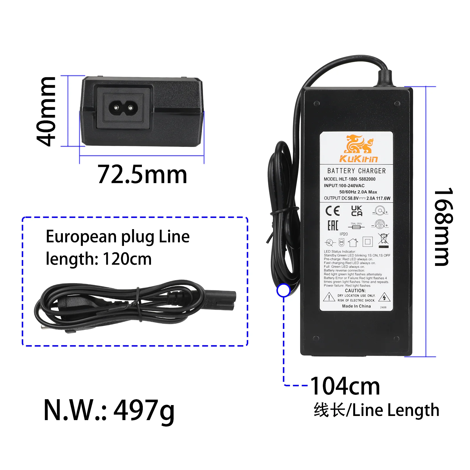 KuKirin G3 Pro 58.8V 2A Charger - Image 3
