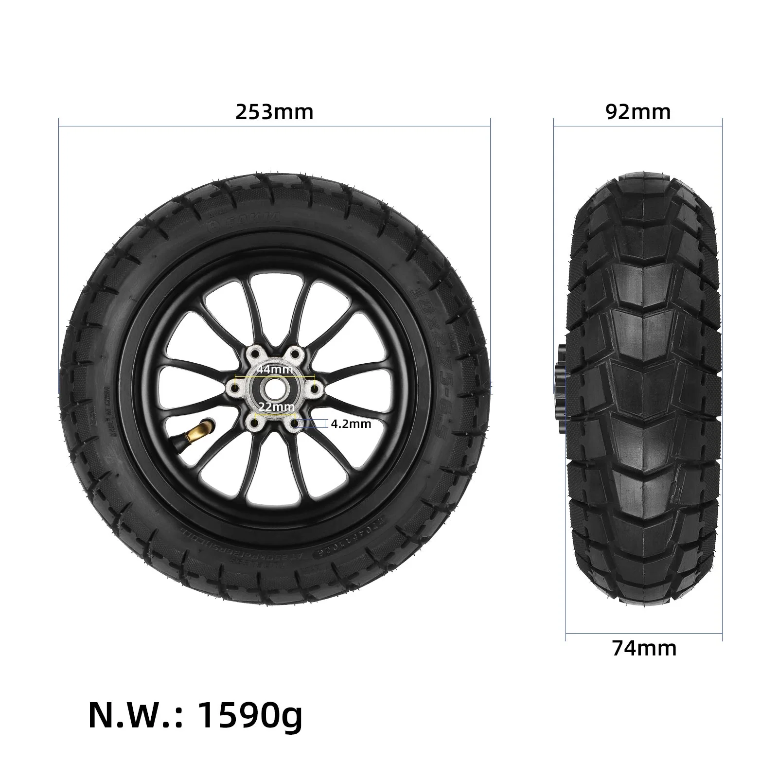 KuKirin A1 Front Wheel Assembly with Tire - Image 2